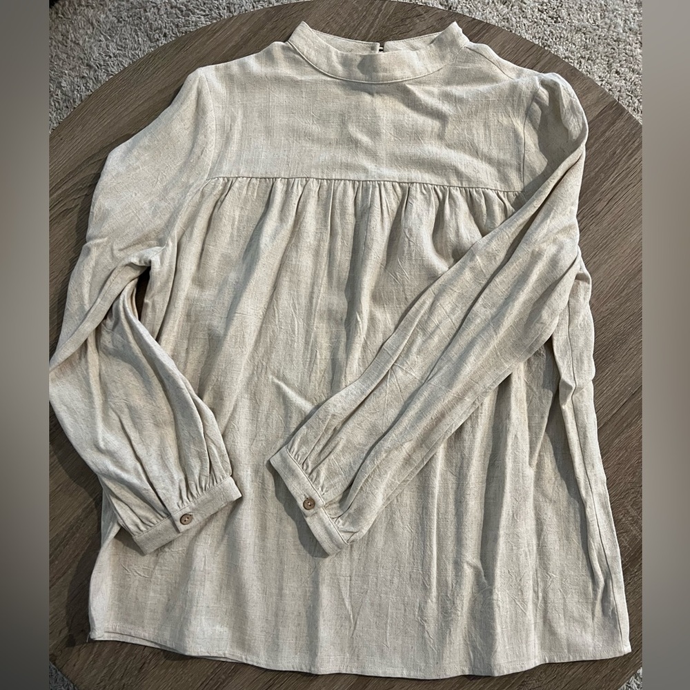 Peasant style linen top cream
